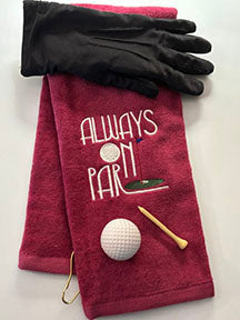 Always on Par Embroidered Tri fold golf towel