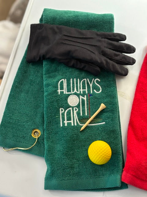 Always on Par Embroidered Tri fold golf towel