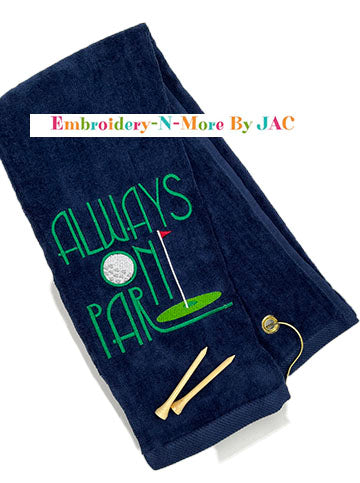 Always On Par Navy Tri-Fold Golf Towel image 0