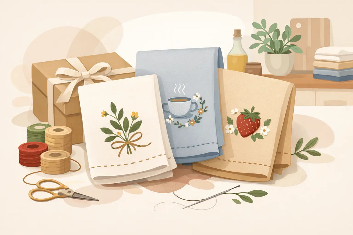 Embroidered Kitchen Towels for Gifting