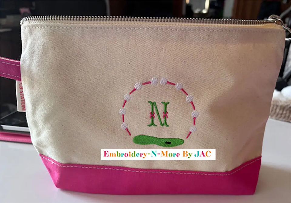 Custom embroidered white napkin, 15cm x 15cm, with personalized text options.
