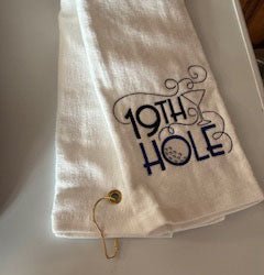 19th Hole - Tri - Fold Golf Towel with Grommet - Embroidery - N - More By JAC