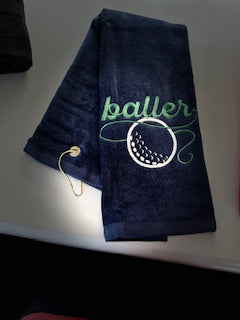 Baller embroidered golf towel