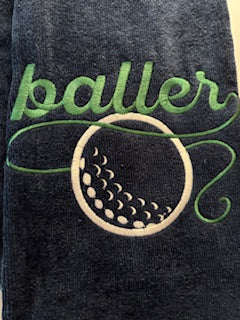 Baller embroidered golf towel