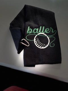 Baller embroidered golf towel