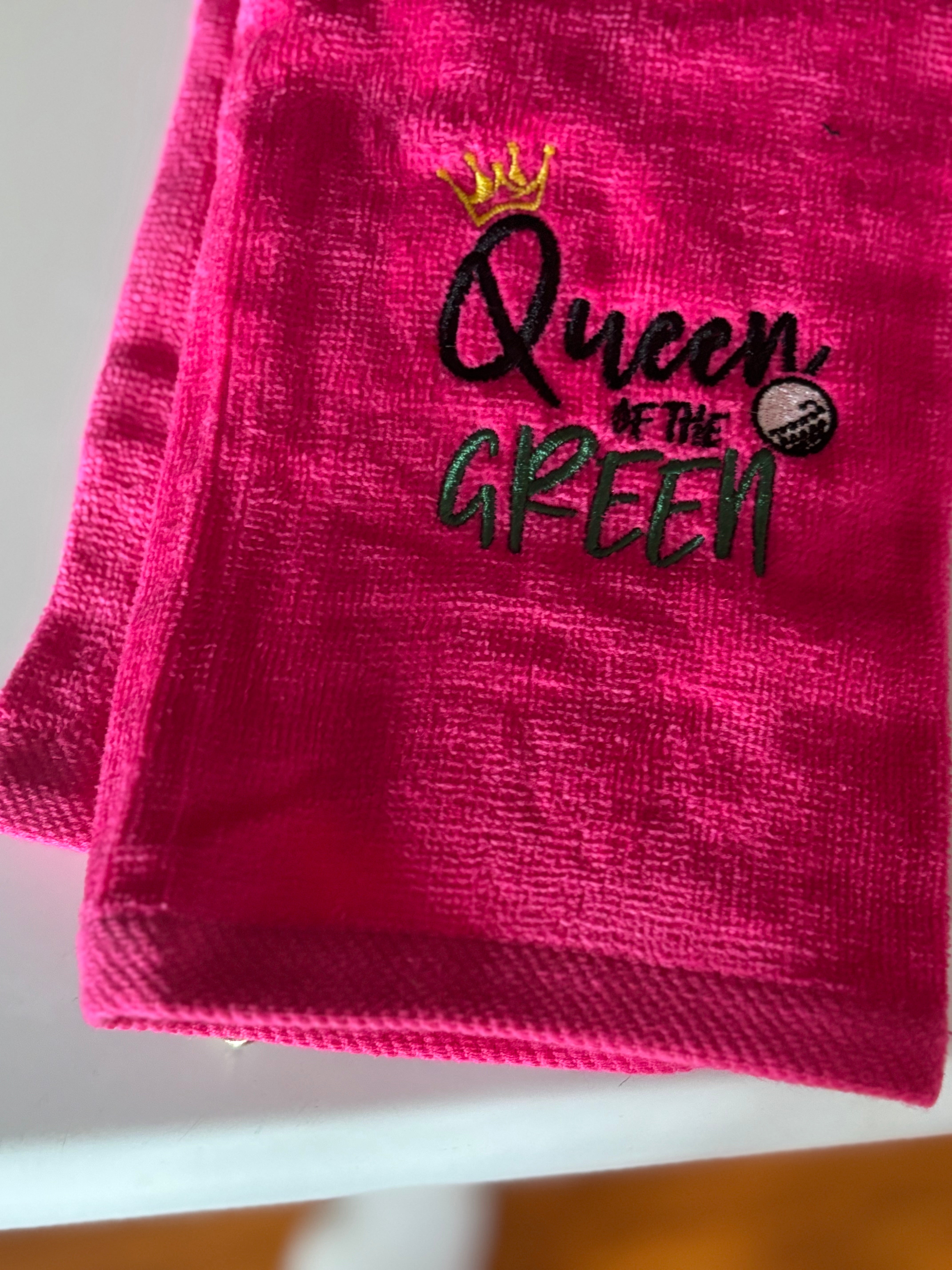 Queen of the Green embroidered golf towel