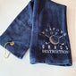 Navy blue embroidered golf towel with 