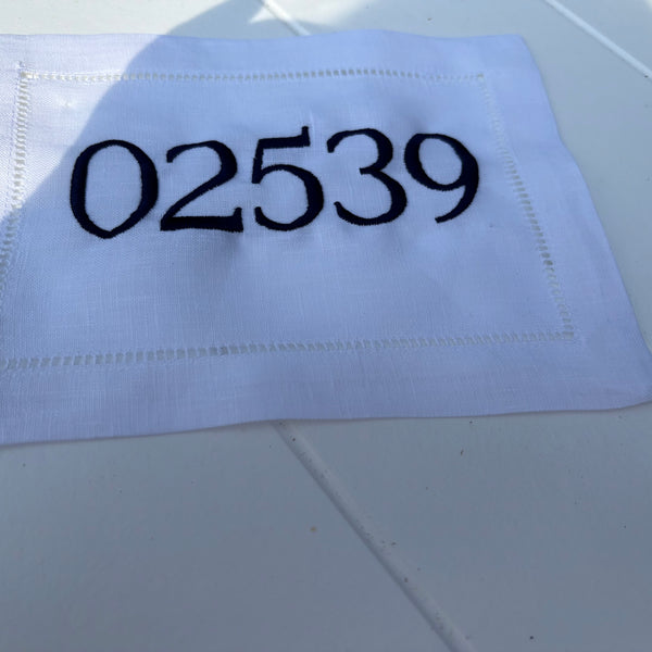 Custom Zipcode Cocktail Napkin Set 8x6