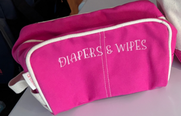 Diapers & Wipes Embroidered Zipper Bag
