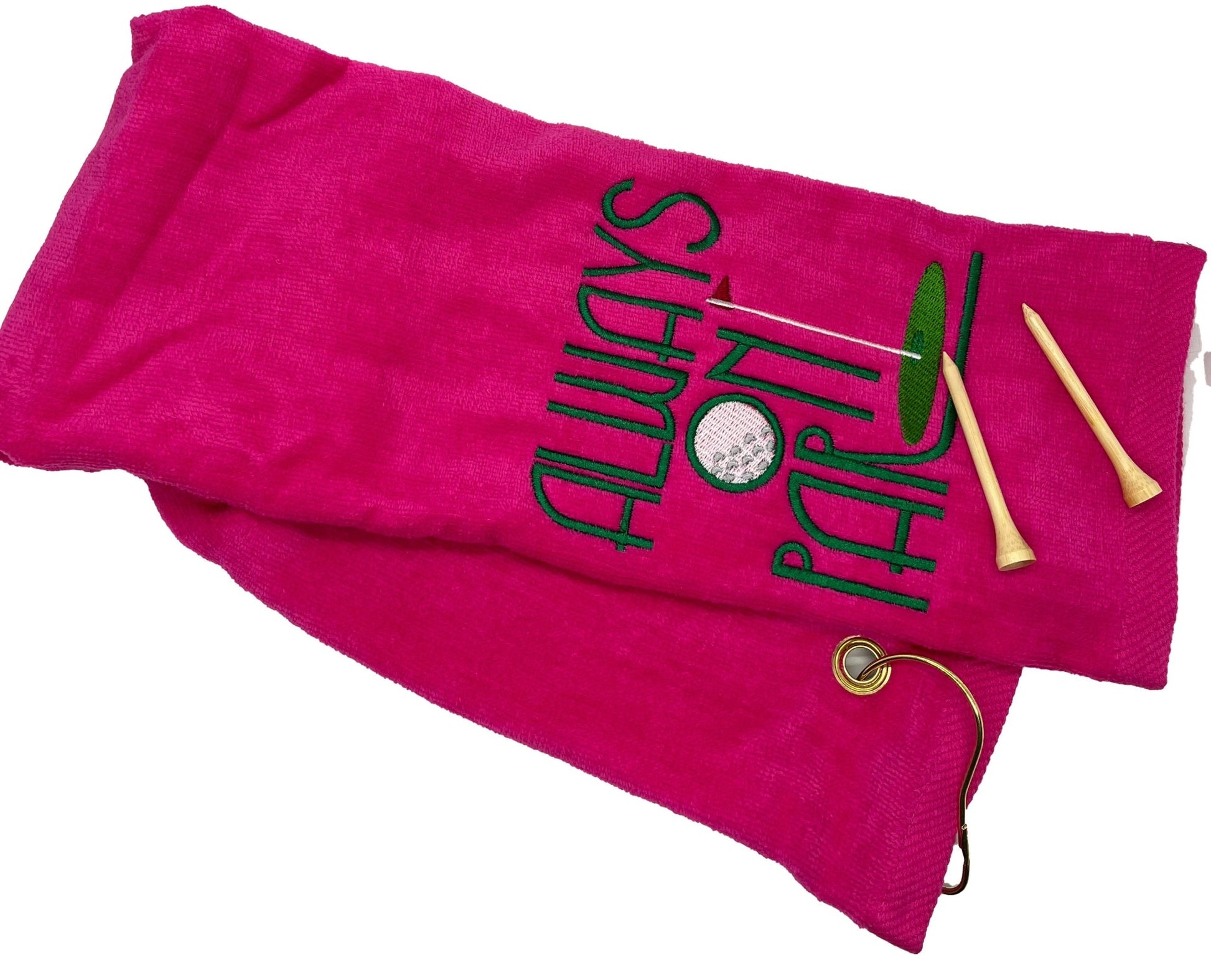 Always on Par Embroidered Tri fold golf towel - Embroidery - N - More By JAC