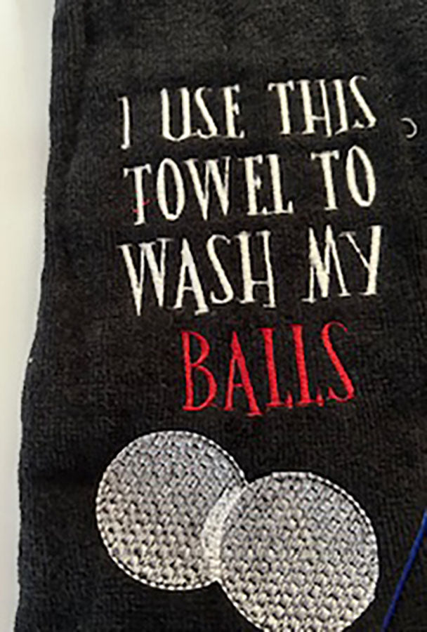 I use this towel to wash my balls black embroidered golf towel