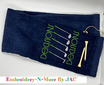 Decisions Decisions - Navy Tri - Fold Golf Towel - Embroidery - N - More By JAC