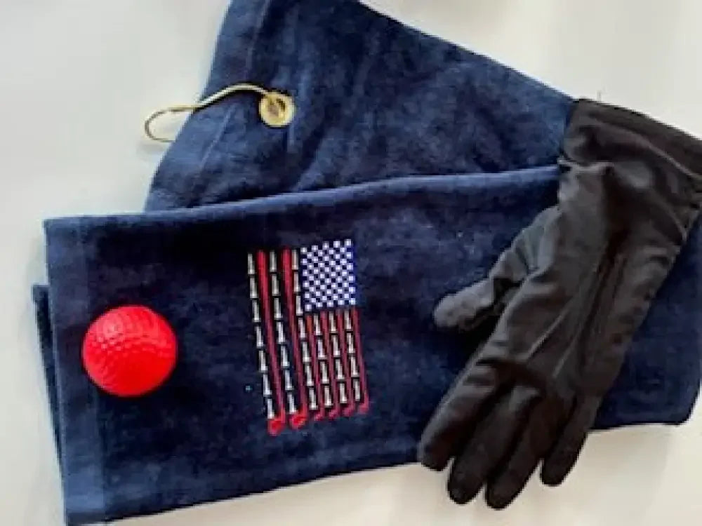 Golf Tee USA flag Embroidered Golf Towel - Embroidery - N - More By JAC