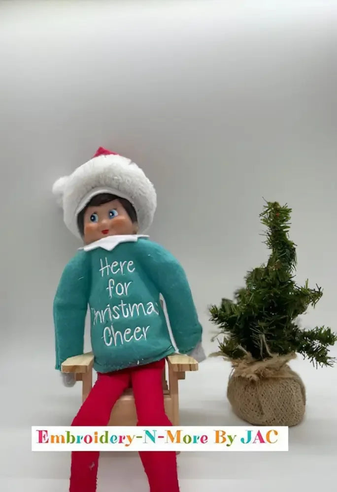 Here for the Christmas Cheer Elf Sweater - Embroidery - N - More By JAC
