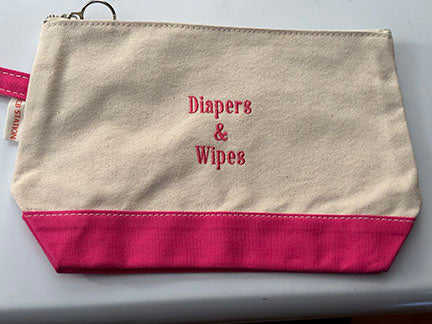 Diapers & Wipes Embroidered Bag