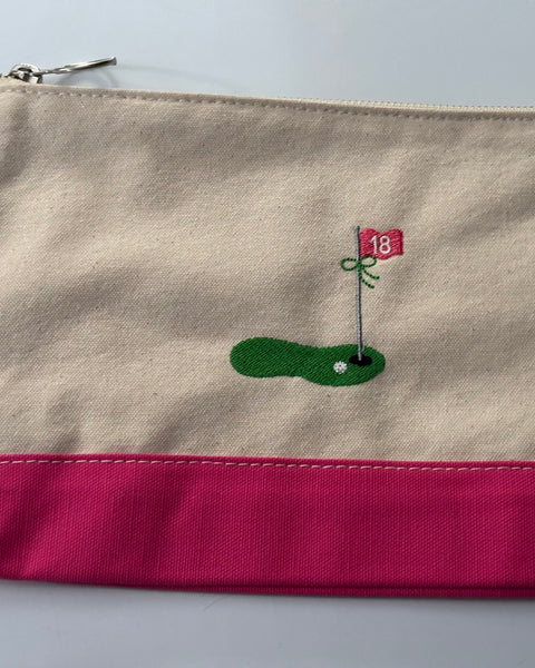 Personalized Golf Pouch for Women - Pink Golf Makeup Bag