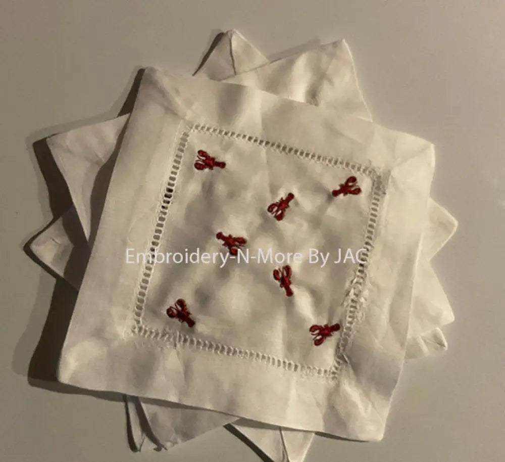 Lobster Cocktail Napkin Set - Embroidery - N - More By JAC