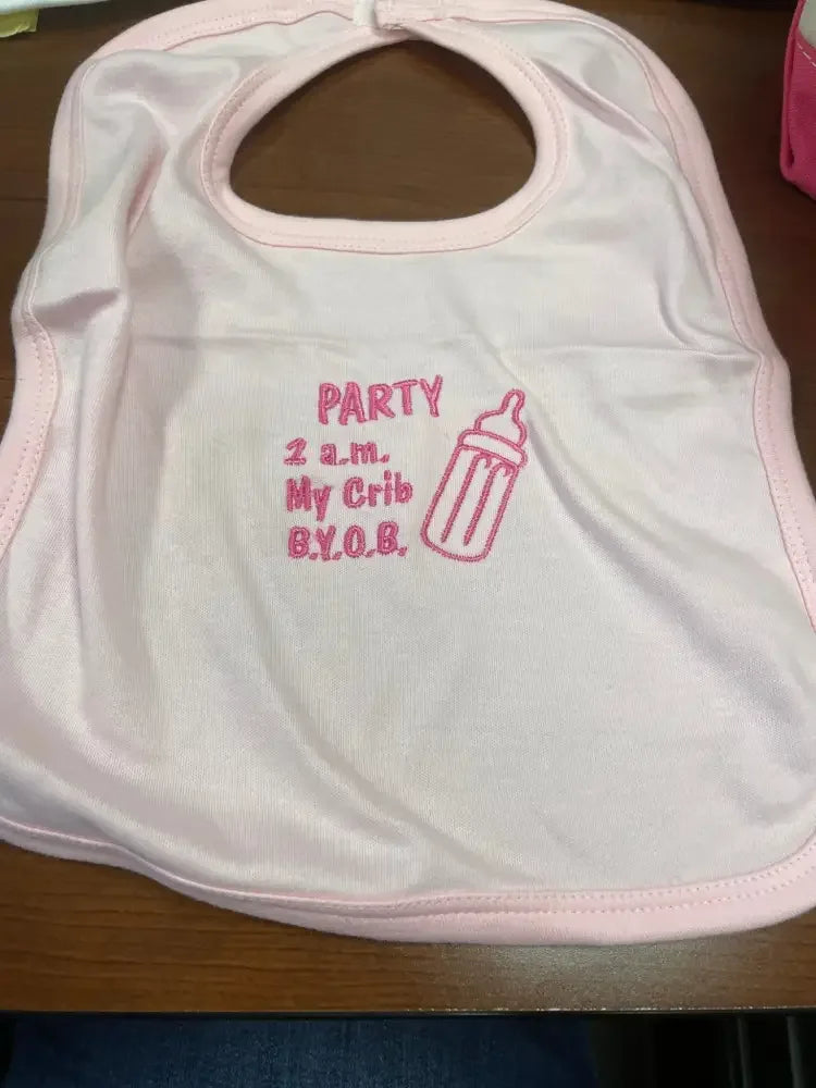 Party 2am My Crib byob bib - Pink - Embroidery - N - More By JAC