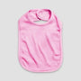 Pink personalized baby bib with neck loop on light background
