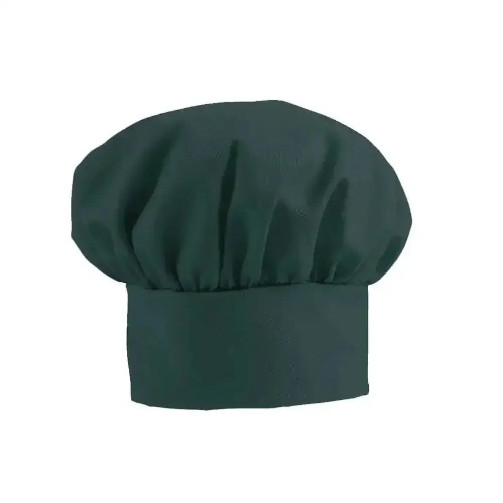 dark green personalized chef hat with pleated top, custom kitchen accessory