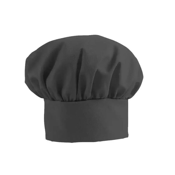 black personalized chef hat with classic pleated design on white background
