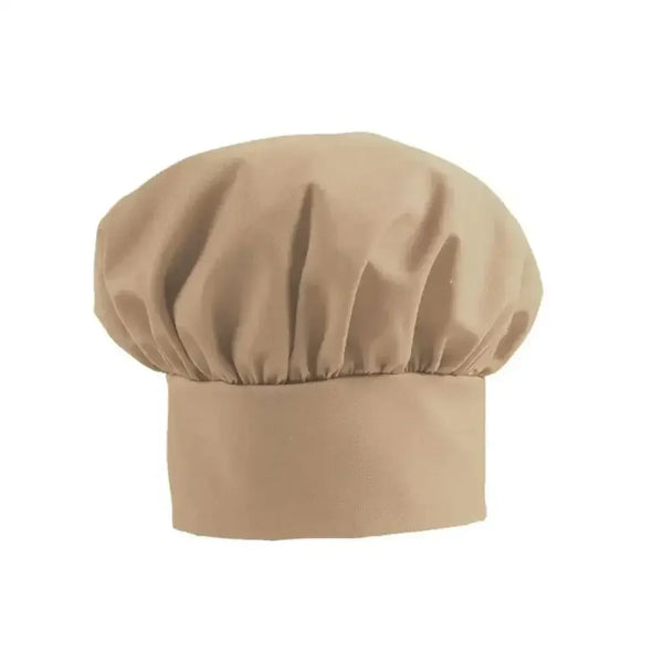 Tan personalized chef hat with gathered top, ideal for custom kitchen gifts