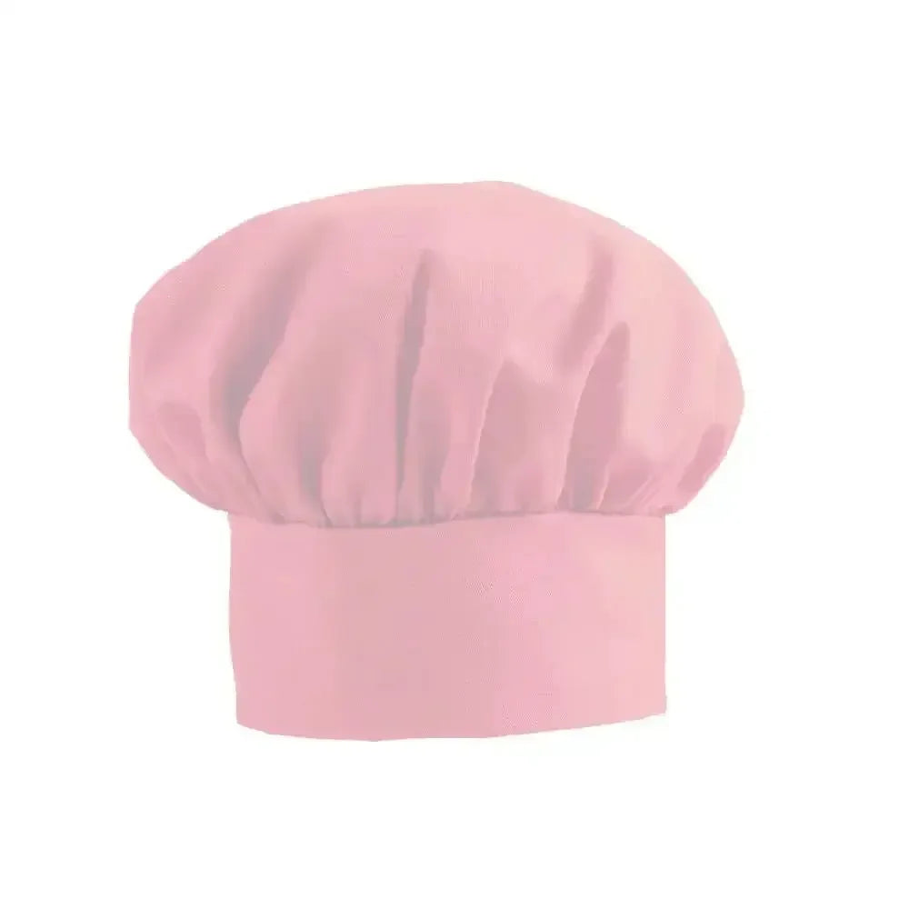 Light pink personalized chef hat with pleated crown on white background