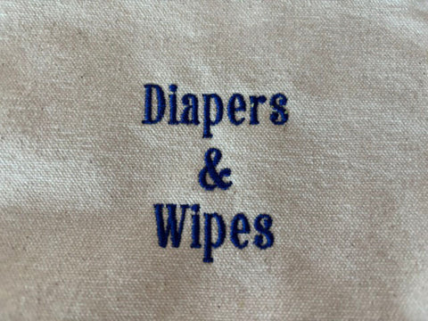 Diapers & Wipes Embroidered Bag
