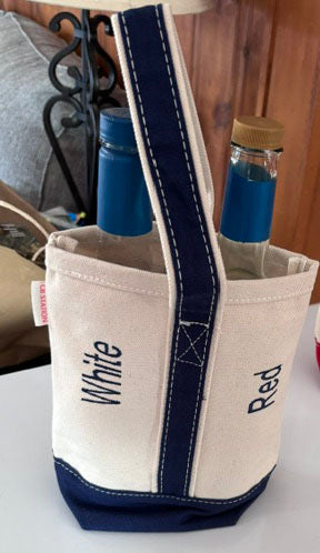 Embroidered Two Bottle White/Red Wine Tote